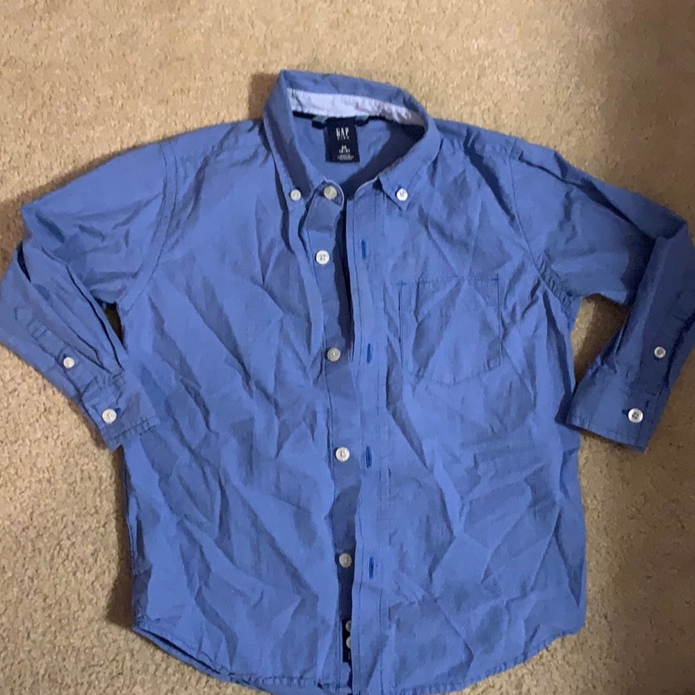 Gap kids boys XS 4/5 classic blue dress shirt